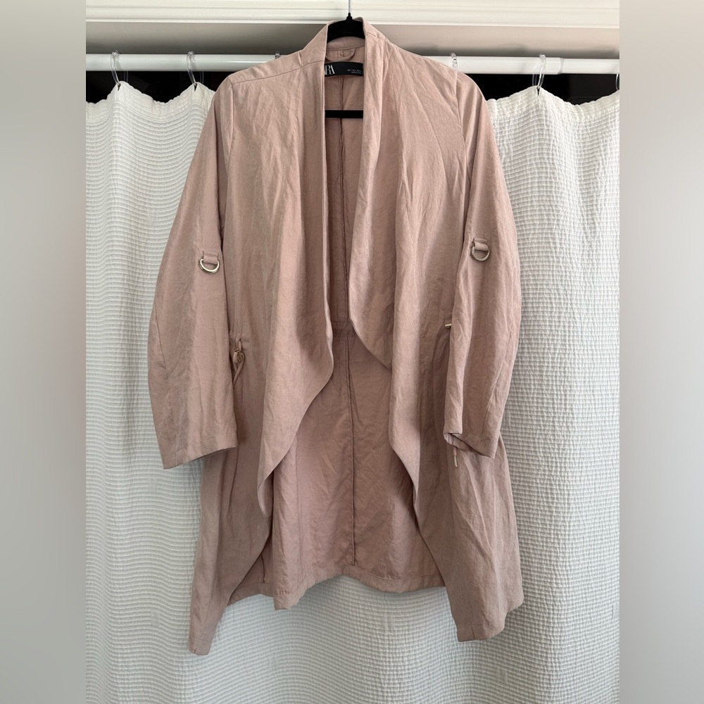 Zara Pink Trench Coat with Waterfall Front